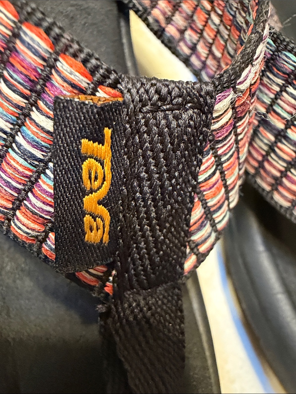 Teva Black Flip-Flops with Red-Tan Woven Straps - Picture 7 of 7